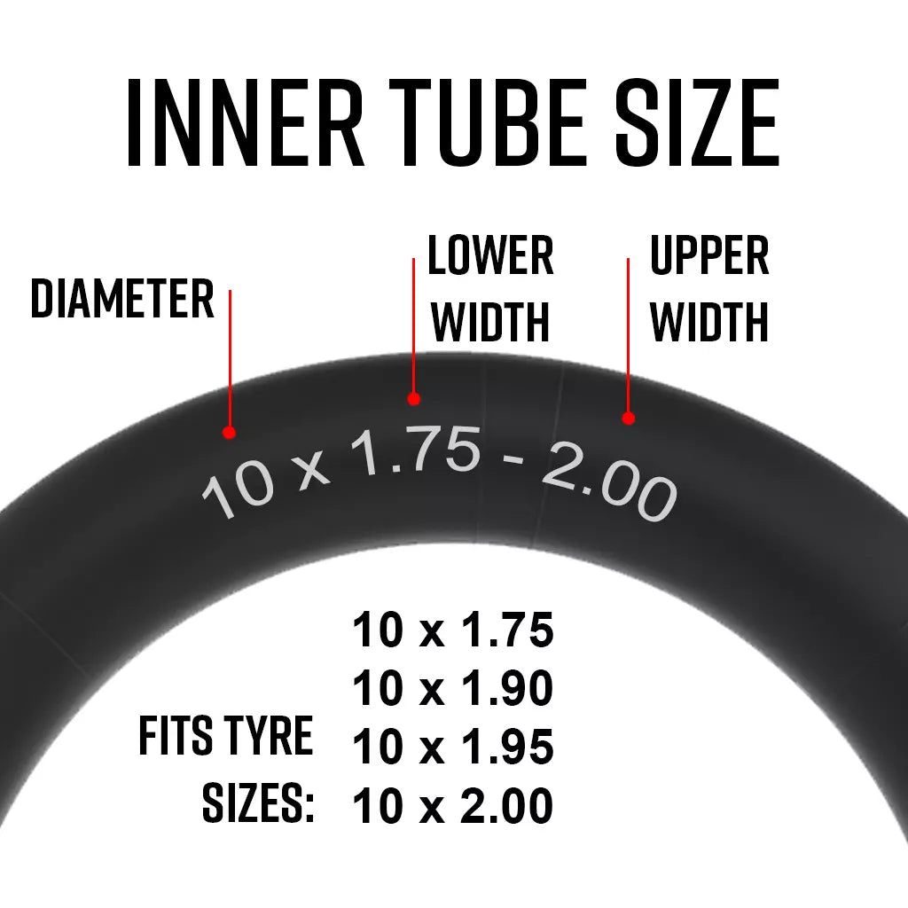 10 x 1.75 - 2.00” Premium Quality Pram Inner Tube - 90 Degree Valve