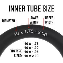Load image into Gallery viewer, 10 x 1.75 - 2.00” Premium Quality Pram Inner Tube - 90 Degree Valve