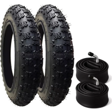 Load image into Gallery viewer, 2 Pack - 12 1/2 x 2 1/4 Pram Tyres (Black) - Plus 2 x Inner Tubes (Angled or Straight Valve Option)