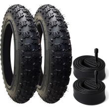 Load image into Gallery viewer, 2 Pack - 12 1/2 x 2 1/4 Pram Tyres (Black) - Plus 2 x Inner Tubes (Angled or Straight Valve Option)