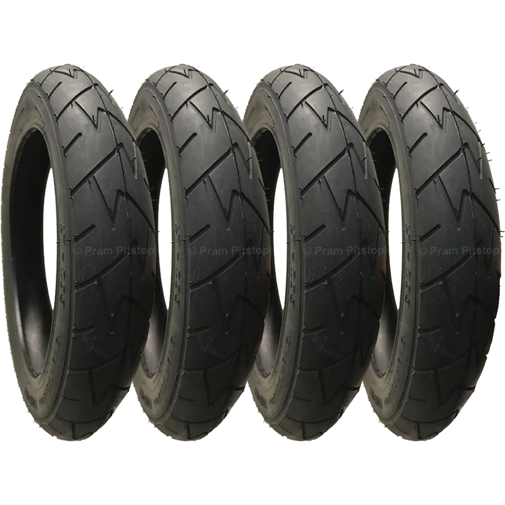 4 Pack - 12 1/2 x 1.75 x 2 1/4” Pram Tyres in Black