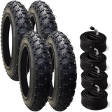 4 Pack - 12 1/2 x 2 1/4 Pram Tyres (Black) - Plus 4 x Inner Tubes (Angled or Straight Valve Option)