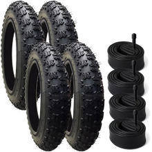Load image into Gallery viewer, 4 Pack - 12 1/2 x 2 1/4 Pram Tyres (Black) - Plus 4 x Inner Tubes (Angled or Straight Valve Option)