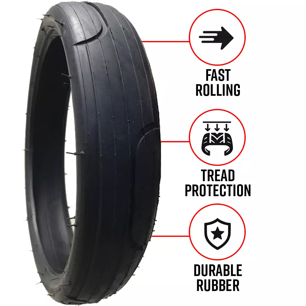 3 Pack - 60 x 230 Pram Tyres (Low Profile) Black. 'Speed' Style Tread