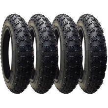Load image into Gallery viewer, 4 Pack - 12 1/2 x 2 1/4” Pram Tyres (Black) Proven Chunky / Easy-Rolling Tread Pattern