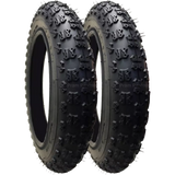 2 Pack - 12 1/2 x 2 1/4” Pram Tyres (Black) Proven Chunky / Easy-Rolling Tread Pattern