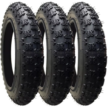 Load image into Gallery viewer, 3 Pack - 12 1/2 x 2 1/4” Pram Tyres (Black) Proven Chunky / Easy-Rolling Tread Pattern