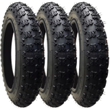 3 Pack - 12 1/2 x 2 1/4” Pram Tyres (Black) Proven Chunky / Easy-Rolling Tread Pattern