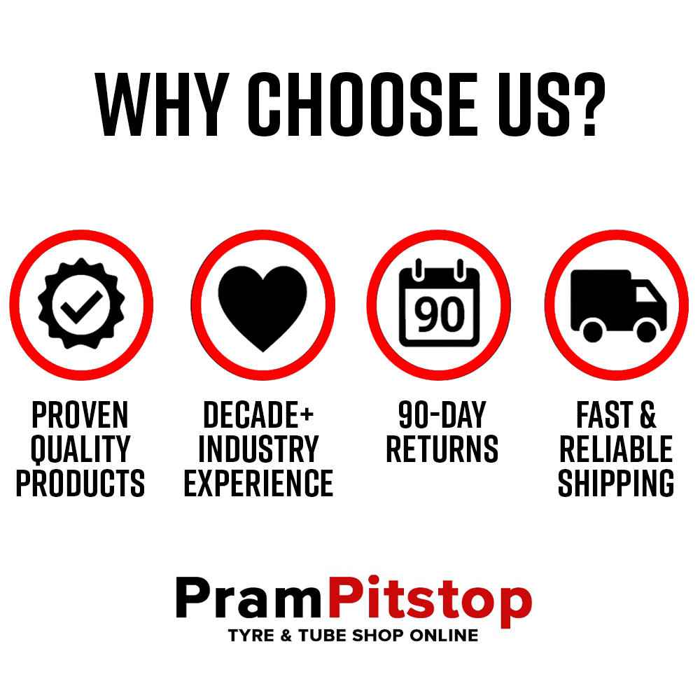 4 Pack - 10 x 2.00" Pram Tyres - Fast Rolling, Proven Quality