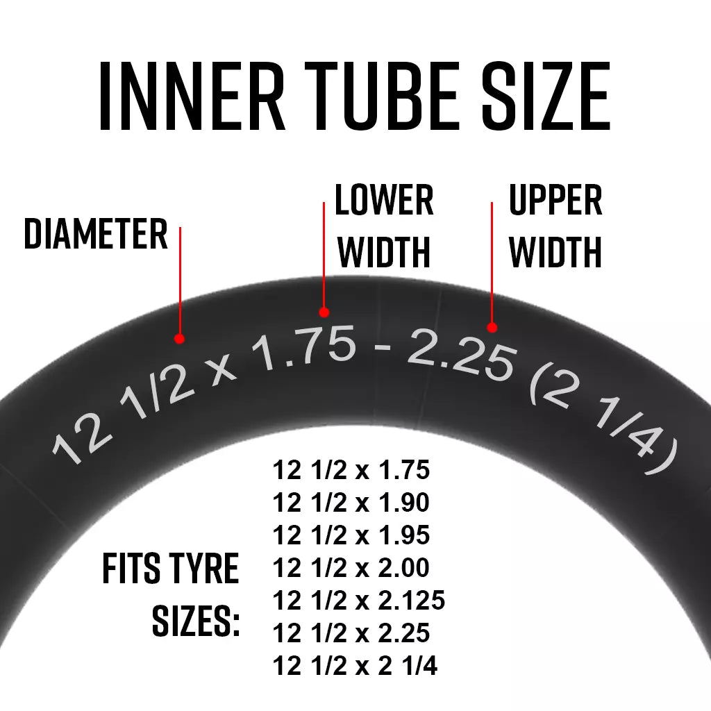 2 Pack - 12 1/2 x 1.75 - 2 1/4” Pram Inner Tube - Straight Valve