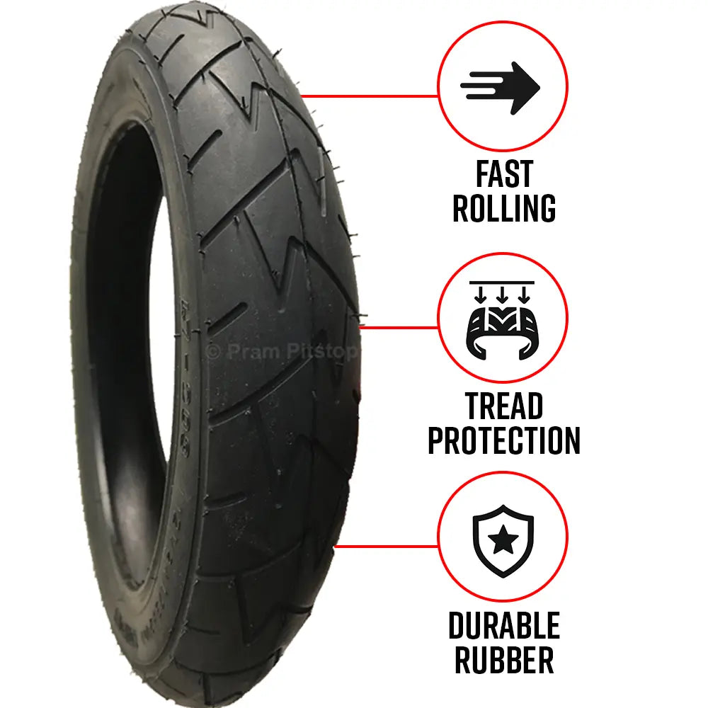 3 Pack - 12 1/2 x 1.75 x 2 1/4” Pram Tyres in Black