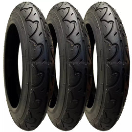 3 Pack - 12 1/2 x 2 1/4” Pram Tyres in Black