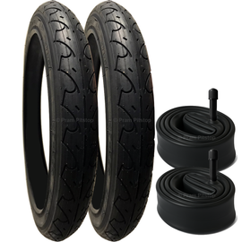 2 Pack - 16 x 1.75 Pram Tyres - Plus 2 x Inner Tubes (Straight Valve)