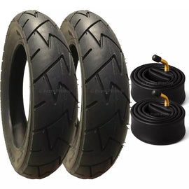 2 Pack - 10 x 1.75 x 2 Pram Tyres (Premium Brand: Mitas) Plus 2 x Inner Tubes (With 90 Degree Valve)
