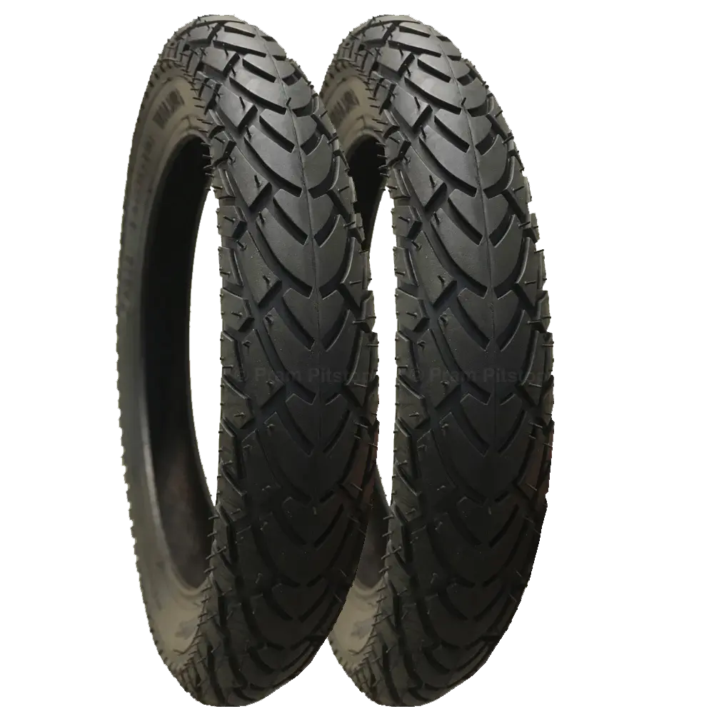 2 Pack - 12 1/2 x 1.75 x 2 1/4” Pram Tyres Black (Premium Brand; Mitas)