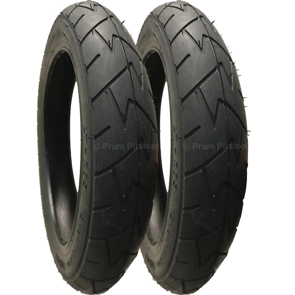 2 Pack - 12 1/2 x 1.75 x 2 1/4” Pram Tyres in Black