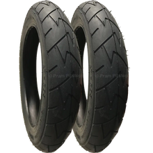 Load image into Gallery viewer, 2 Pack - 12 1/2 x 1.75 x 2 1/4” Pram Tyres in Black