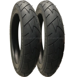 2 Pack - 12 1/2 x 1.75 x 2 1/4” Pram Tyres in Black