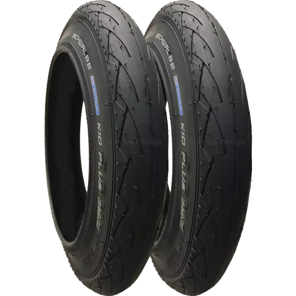 2 Pack - 12 x 1.75” Pram Tyre (Puncture Resistant Layer) Schwalbe 'Kid Plus' Premium Quality