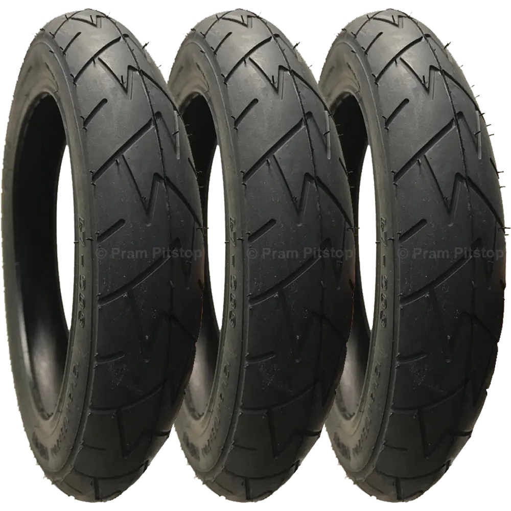 3 Pack - 12 1/2 x 1.75 x 2 1/4” Pram Tyres in Black