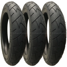 3 Pack - 12 1/2 x 1.75 x 2 1/4” Pram Tyres in Black