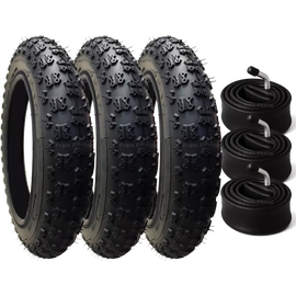 3 Pack - 12 1/2 x 2 1/4 Pram Tyres (Black) - Plus 3 x Inner Tubes (Angled or Straight Valve Option)