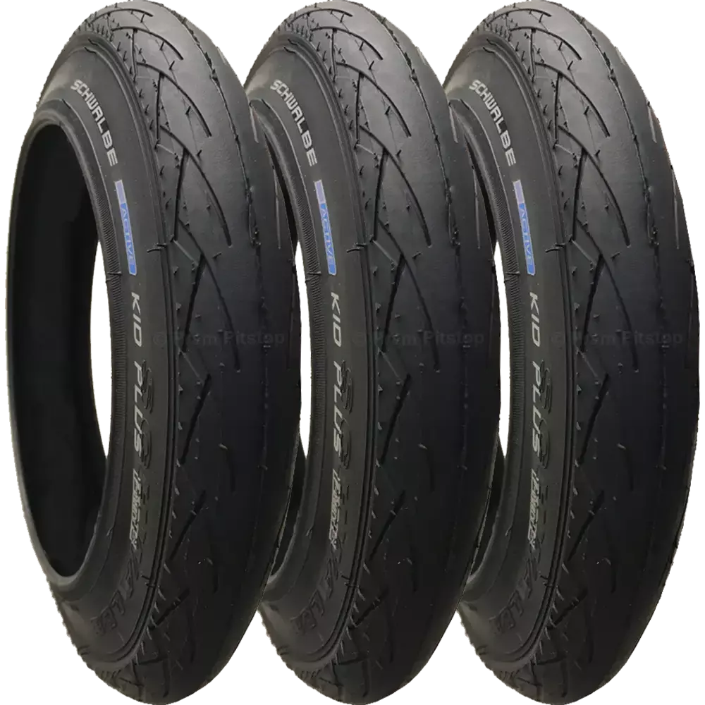 3 Pack - 12 x 1.75” Pram Tyre (Puncture Resistant Layer) Schwalbe 'Kid Plus' Premium Quality