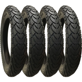 4 Pack - 12 1/2 x 1.75 x 2 1/4” Pram Tyres Black (Premium Brand; Mitas)