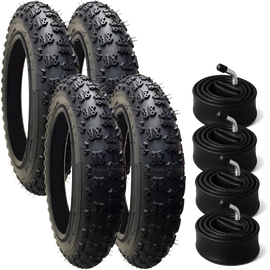 4 Pack - 12 1/2 x 2 1/4 Pram Tyres (Black) - Plus 4 x Inner Tubes (Angled or Straight Valve Option)