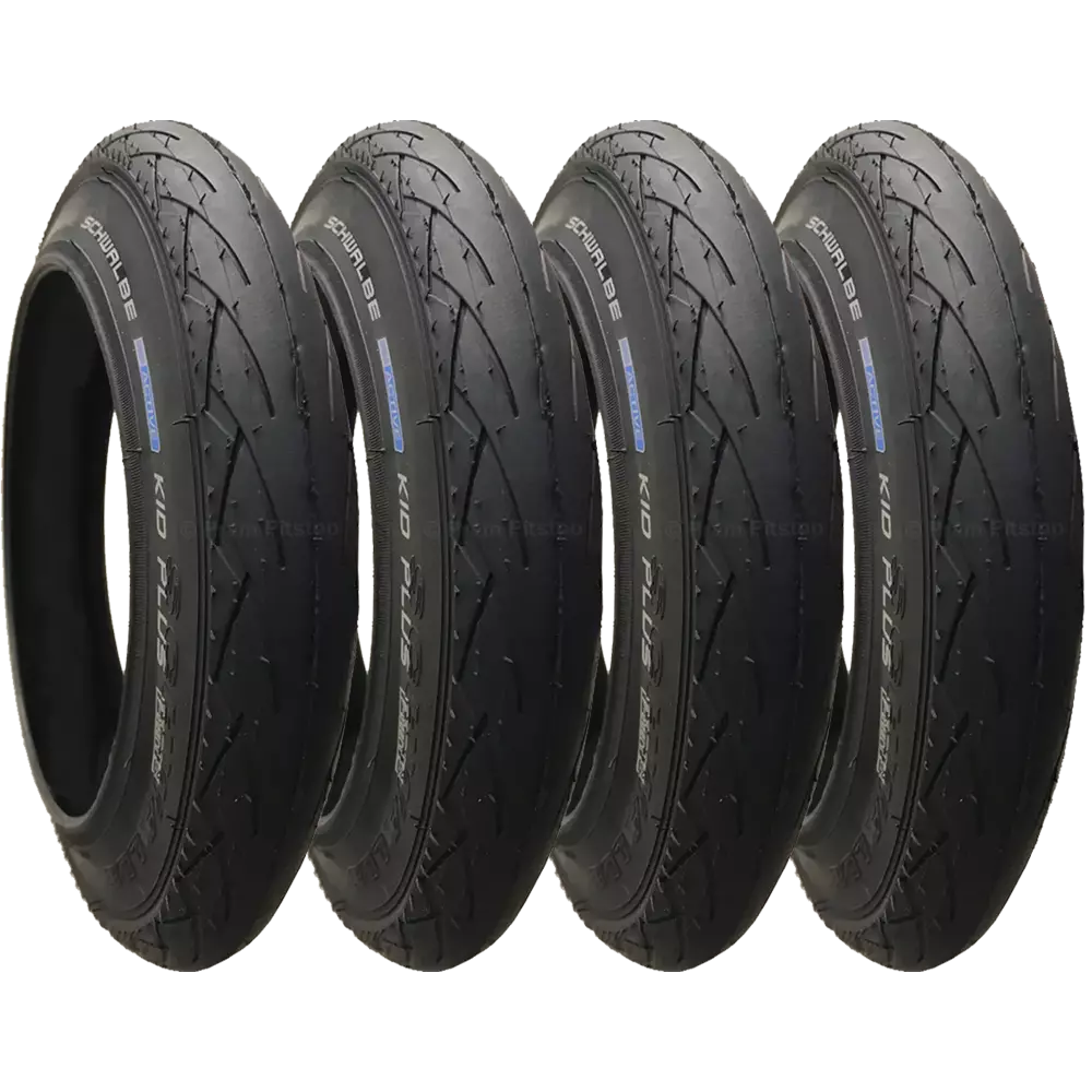 4 Pack - 12 x 1.75” Pram Tyre (Puncture Resistant Layer) Schwalbe 'Kid Plus' Premium Quality