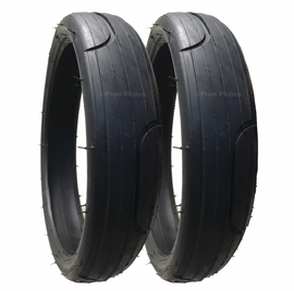2 Pack - 60 x 230 Pram Tyres (Low Profile) Black. 'Speed' Style Tread