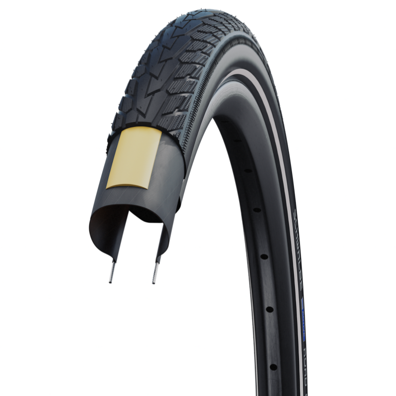 16 x 1.75” Pram Tyre (Black) with Schwalbe 'K-Guard' Protection cut away