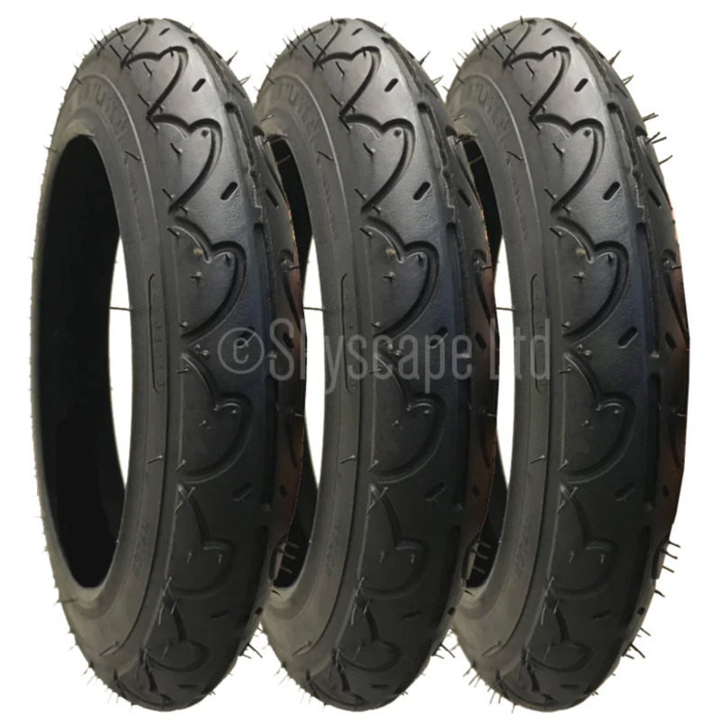 3 Pack - 12 1/2 x 2 1/4” Pram Tyres in Black