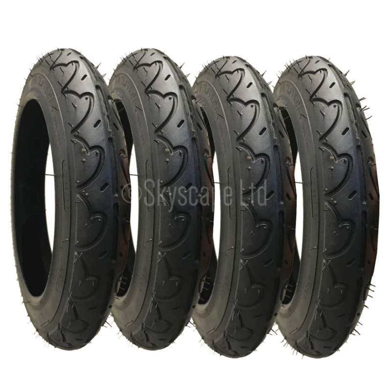 4 Pack - 12 1/2 x 2 1/4” Pram Tyres in Black