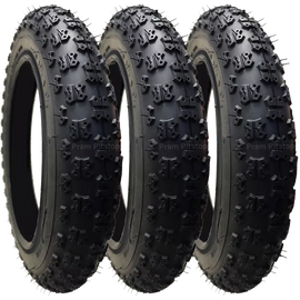 3 Pack - 12 1/2 x 2 1/4” Pram Tyres (Black) Proven Chunky / Easy-Rolling Tread Pattern
