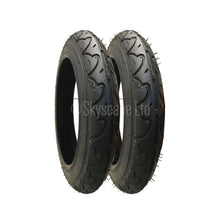 Load image into Gallery viewer, 2 Pack - 12 1/2 x 2 1/4” Pram Tyres in Black - To fit First Wheels City Twin