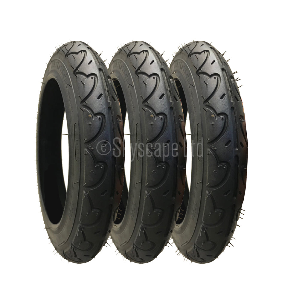 3 Pack - 12 1/2 x 2 1/4” Pram Tyres in Black