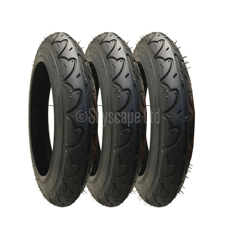 3 Pack - 12 1/2 x 2 1/4” Pram Tyres in Black - To fit BOB Revolution CE