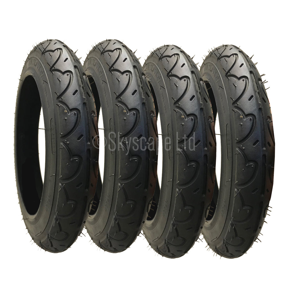 4 Pack - 12 1/2 x 2 1/4” Pram Tyres in Black