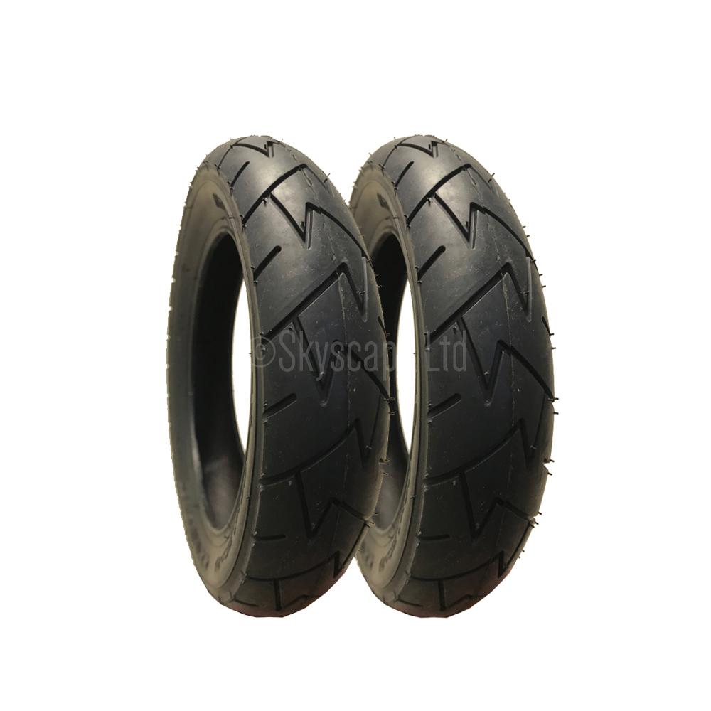 2 Pack - 10 x 1.75 x 2.00” Pram Tyres in Black - To fit Mountain Buggy Swift