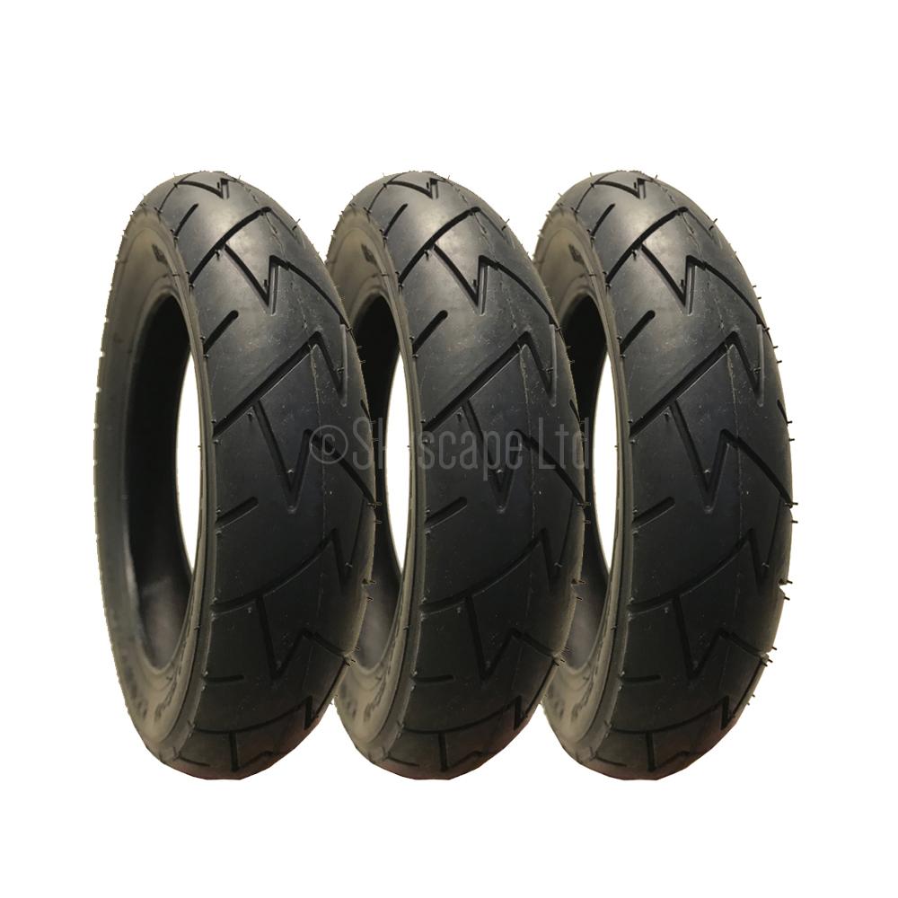 3 Pack - 10 x 1.75 x 2.00” Pram Tyres in Black - To fit Phil and Teds Dot