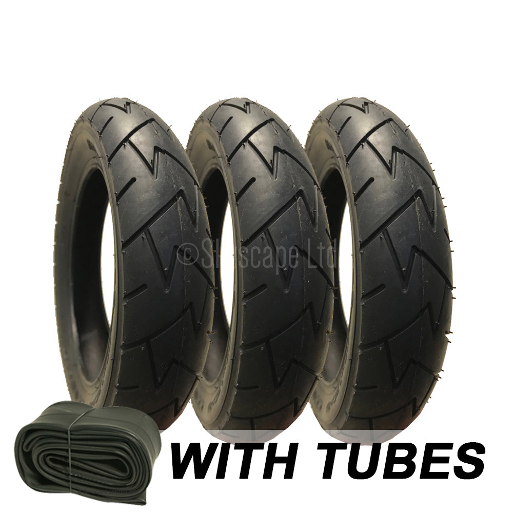 3 Pack - 10 x 1.75 x 2 Pram Tyres - Plus 3 x Inner Tubes (With 90 Degree Valve)