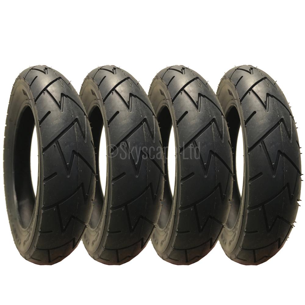 4 Pack - 10 x 1.75 x 2.00” Pram Tyres in Black - To fit Mountain Buggy Duet