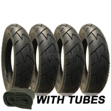 4 Pack - 10 x 1.75 x 2 Pram Tyres - Plus 4 x Inner Tubes (With 90 Degree Valve)