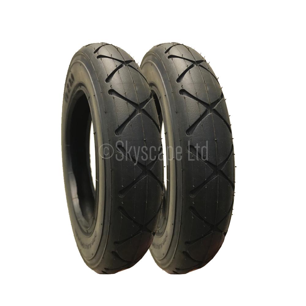 2 Pack - 10 x 2.00" Pram Tyres in Black - To fit Mountain Buggy Duet