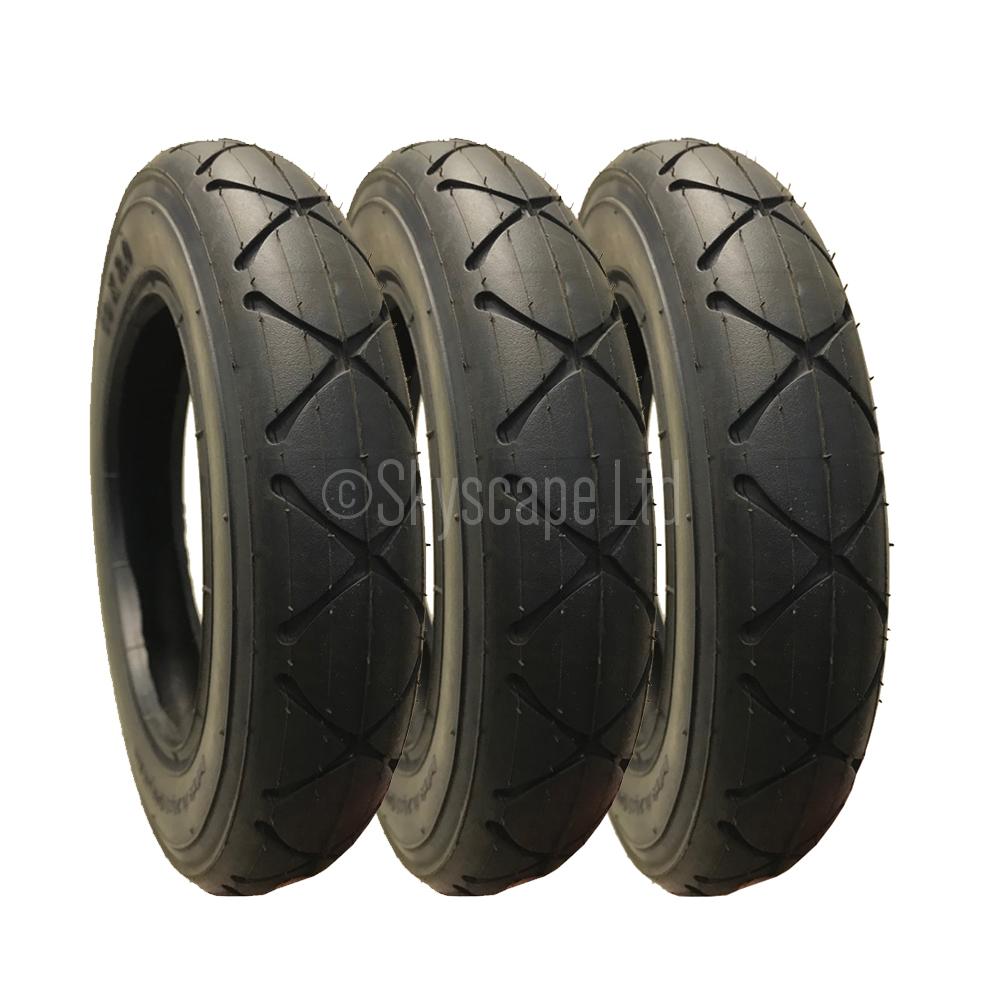 3 Pack - 10 x 2.00" Pram Tyres in Black - To fit Phil and Teds Dot