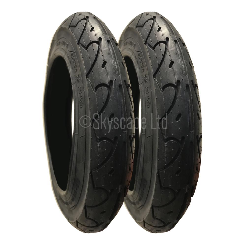 2 Pack - 12 1/2 x 2 1/4” Pram Tyres in Black - To fit Obaby Zezu