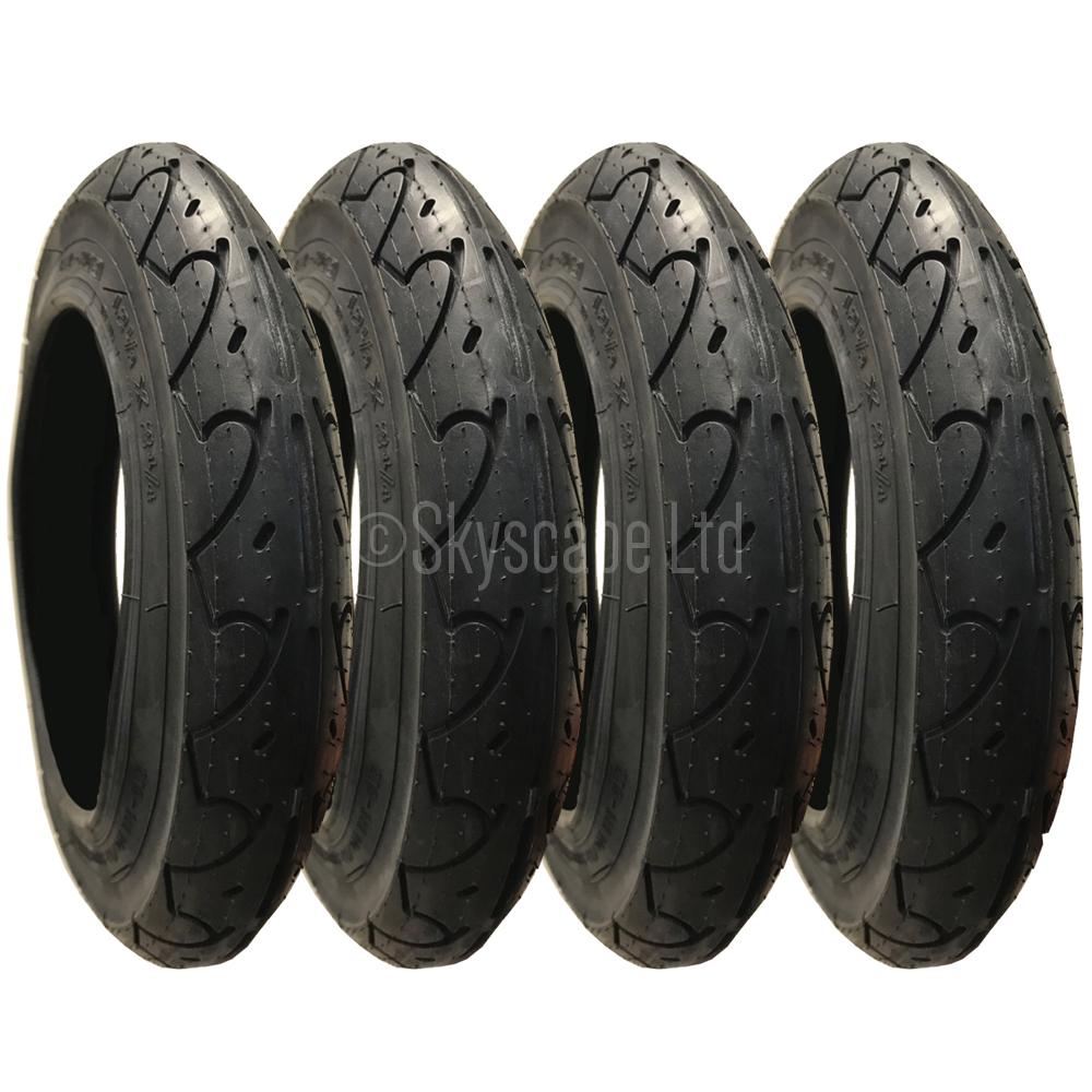 4 Pack - 12 1/2 x 2 1/4” Pram Tyres in Black - To fit Emmaljunga Smart