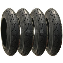 Load image into Gallery viewer, 4 Pack - 12 1/2 x 2 1/4” Pram Tyres in Black - To fit Baby Style Zing