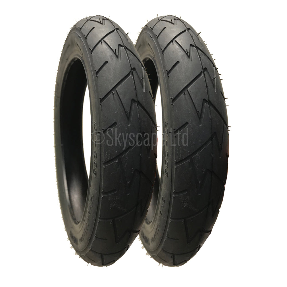 2 Pack - 12 1/2 x 1.75 x 2 1/4” Pram Tyres in Black